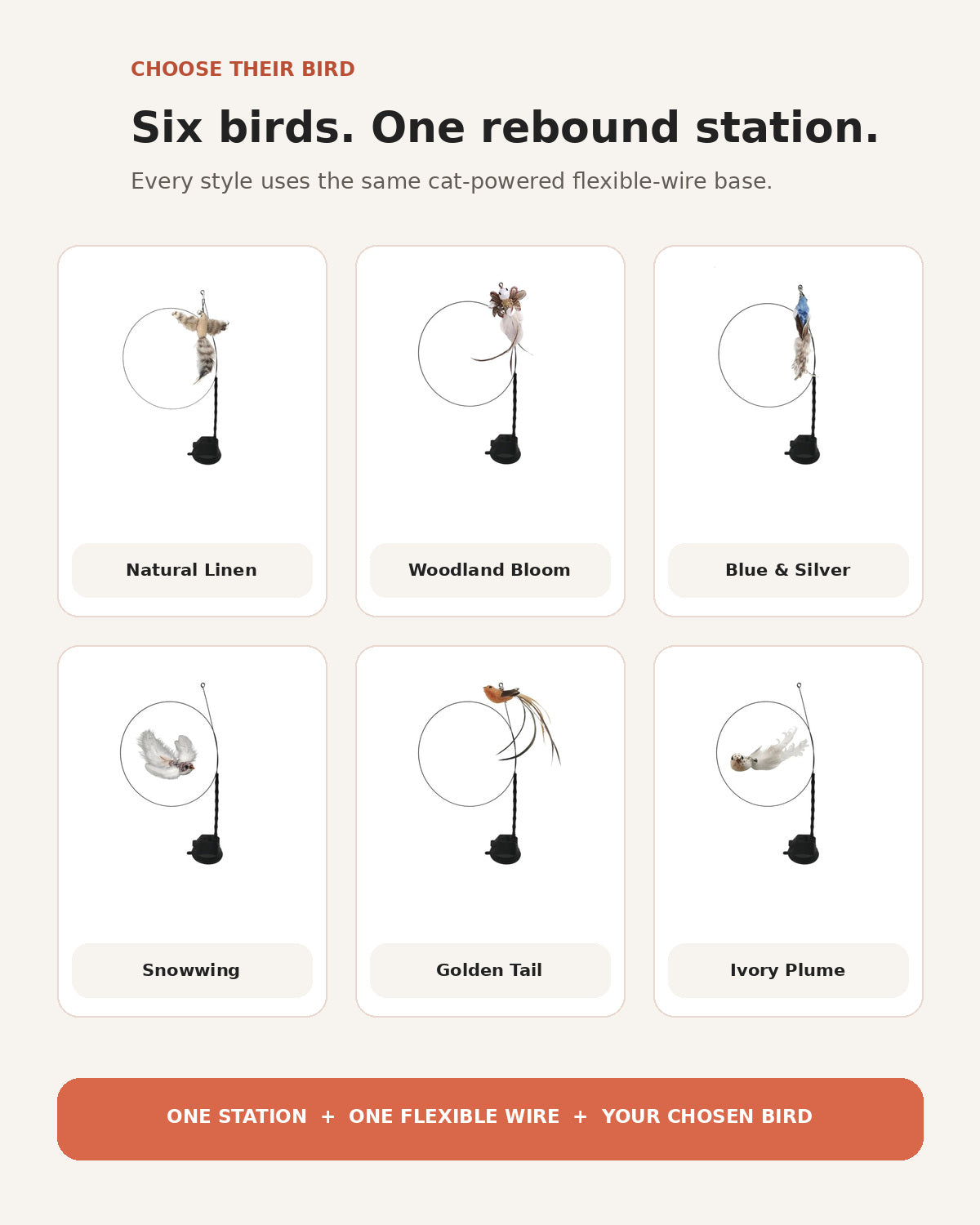 Wigglekind PDP — Six bird styles and one rebound station