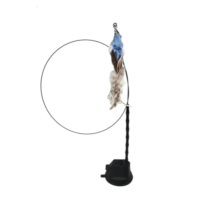 Rebound Bird Cat Toy — Blue & Silver bird style