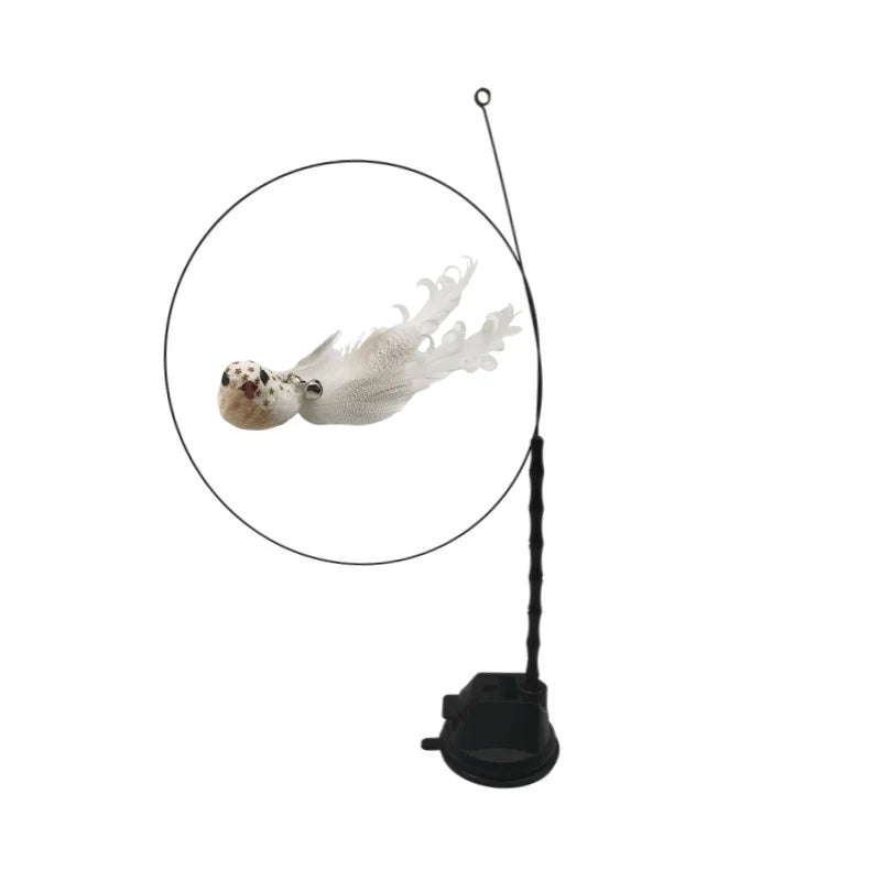 Rebound Bird Cat Toy — Ivory Plume bird style